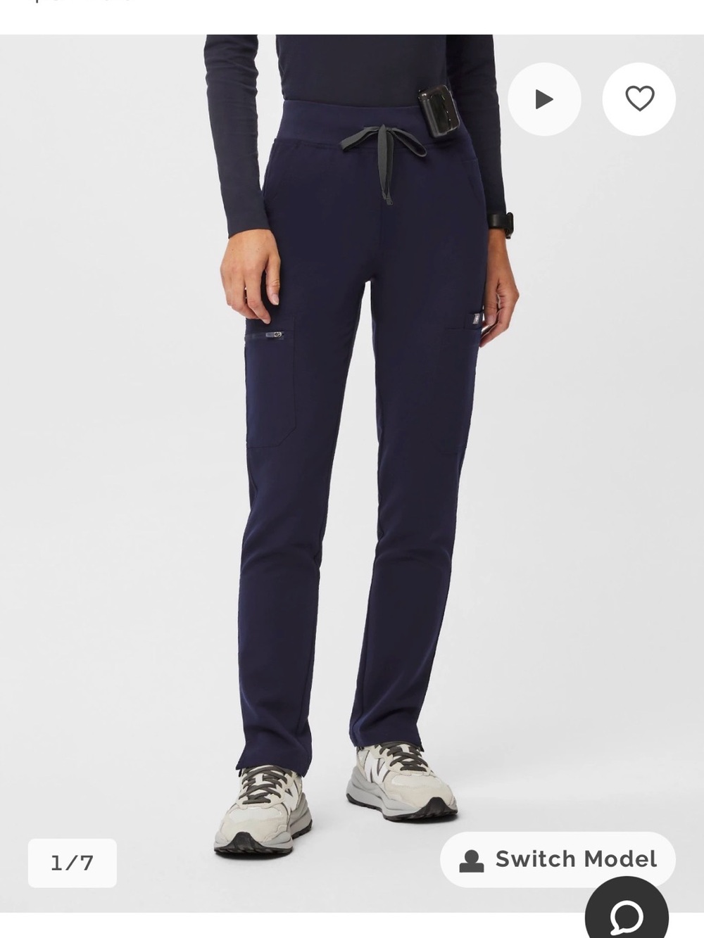 Yola high rise slim scrub pant navy
